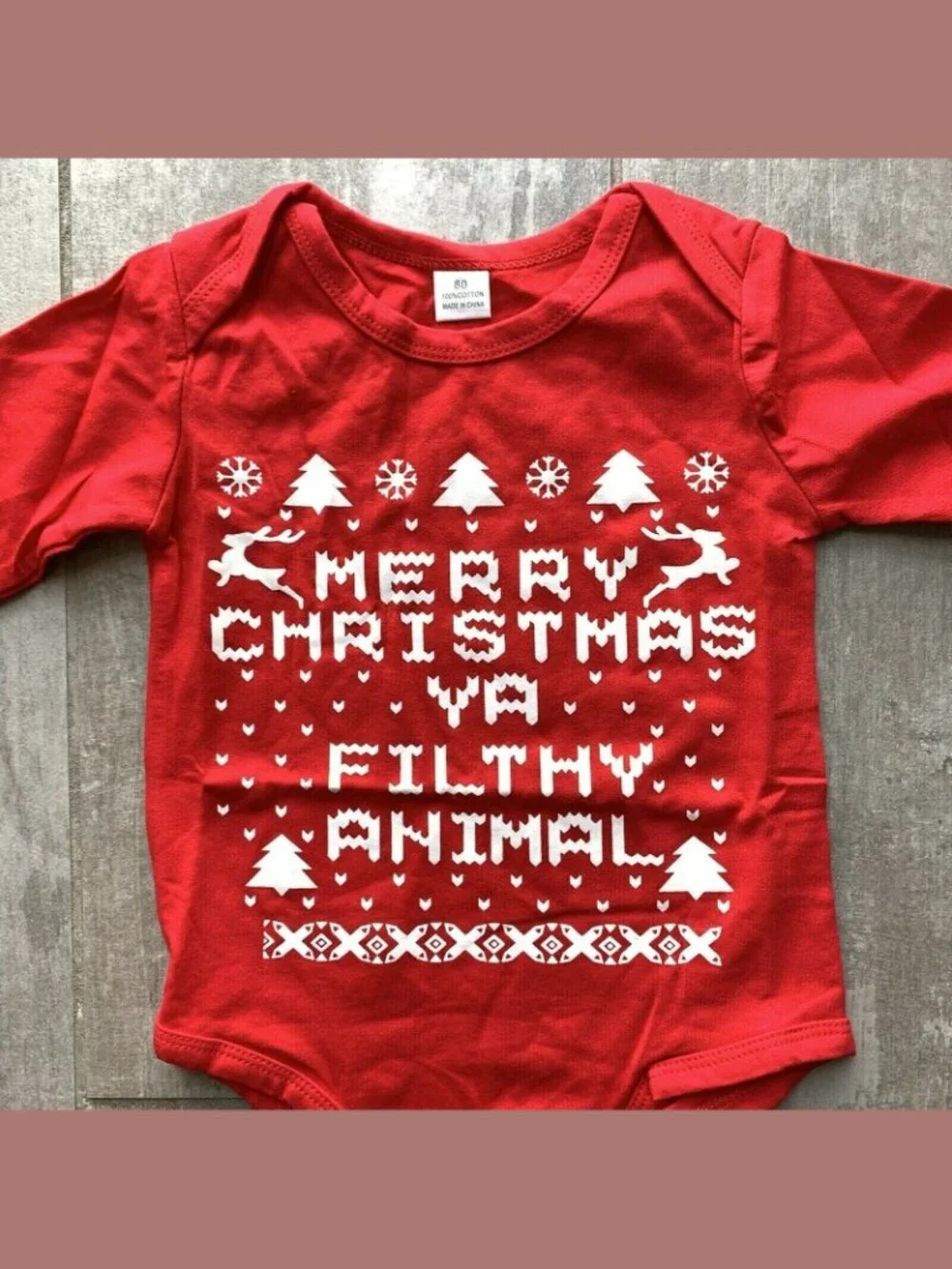 Boutique MERRY CHRISTMAS YA FILTHY ANIMAL Bay Bodysuit Romper NEW 3-6 Months